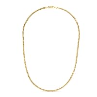 925 Sterling Silver 14k Yellow Gold Plated 3.2mm Diamond cut Franco Chain Necklace With Lobster Clasp Jewelry for Women - Length Options: 20 22 24