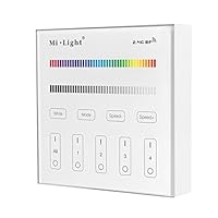 T3 Miboxer Wireless 4-Zone RGBW Wall-Mounted Smart Touch Screen Panel Controller AC 90-120V Only Work With Mi-Light RGBW Series LED Lights.Installed With 3.39inch Square Box(Not Included)
