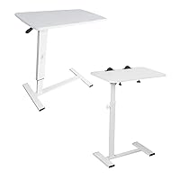 Overbed Table Hospital Bed Table,Over The Bed Table with Hidden Wheels,Medical Bedside Table Home Use-White