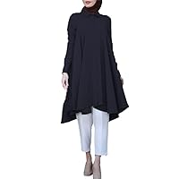 Vintage Asymmetrical Shirts, Women's Autumn Blouse, Casual Long Sleeve Turkish Shirts, Female Solid Islam Robe