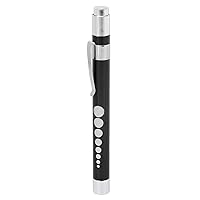 LED Penlight Aluminum Alloy Pen Light with Pupil Gauge for Precise Examination(Black)