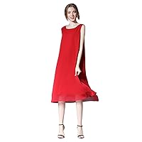 LUAN Plus Size Summer Dresses for Women, Sleeveless Chiffon Maxi Dress Casual T-Shirt Tank Swing Dress