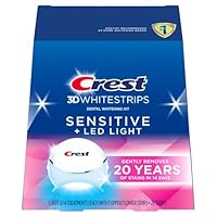 3DWhitestrips Sensitive + LED Light Teeth Whitening Kit, 14 Treatments, Gently Removes 20 Years of Stains