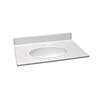 554592 Cultured Marble Single Faucet Hole Vanity Top 31x22, Solid White
