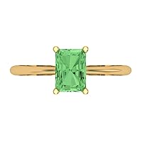 Clara Pucci 1.0 ct Radiant Cut Solitaire Green Simulated Diamond Engagement Bridal Promise Anniversary Ring 14k Yellow Gold