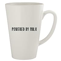 Powered By Milk - Ceramic 17oz Latte Coffee Mug, White