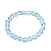Natural opalite 8mm rondelle smooth 7inch Semi-Precious Gemstones Beaded Bracelets for Men Women Healing Crystal Stretch Beaded Bracelet Unisex