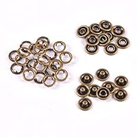 NIUK 50sets(4pcs/Set) Sliver Metal Prong Snap Buttons Press Studs Fasteners Baby Romper Buckle Button for Clothes Sew 0920 (Color : Bronze, Size : 9.5mm)