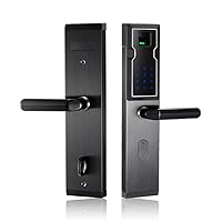 Stainless Steel Smart Keyless Keypad Combination Lock Digital Password Fingerprint Door Lock (Color : Black)