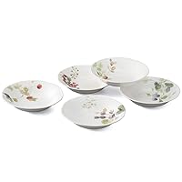 Narumi 96010-23303P Lucy Garden Bowl and Plate Set, 6.3 inches (16 cm), Berry Pattern, 5 Patterns, Stylish, Cute, Relief, Wedding Gift, Microwave Warming, Dishwasher Safe, Gift Box Included