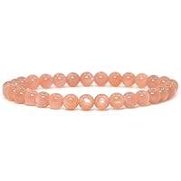 Natural Gemstone 6mm Round Beads Stretch Bracelet 7 Inch