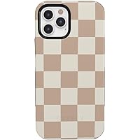 Casely iPhone 12 Pro Max Case | Compatible with MagSafe | Fit Check | Neutral Checkerboard Checkered Case