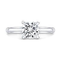 Kiara Gems 1.80 Carat Cushion Diamond Moissanite Engagement Ring, Wedding Ring, Eternity Band Vintage Solitaire Halo Hidden Prong Setting Silver Jewelry Anniversary Promise Ring Gift