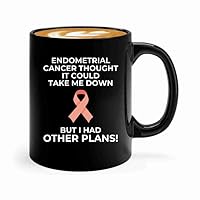 Endometrial Cancer Survivor Coffee Mug 11oz Black -Had Other Plans - Endometrial Cancer Awareness Peach Ribbon For Cancer Uterine Cancer Survivor