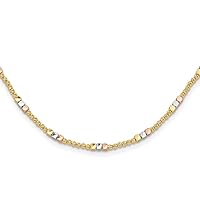 2.4mm 10k Tri color Gold Sparkle Cut Beaded Necklace 18 Inch Jewelry for Women