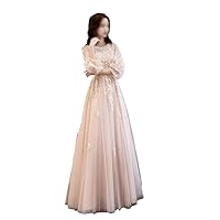 Evening Dress Shows Thin Banquet Style, Hosting Long Belly Covering Bridesmaid Dress