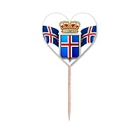 Iceland National Emblem Country Symbol Toothpick Flags Heart Lable Cupcake Picks