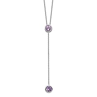 925 Sterling Silver Rhodium Plated Amethyst With 2inch Ext. Y necklace 16 Inch Measures 7.65mm Wide Jewelry for Women