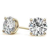 FACTES JEWELS VVS1 Clarity Moissanite Diamond Earring 2 pieces of D Color Brilliant Round Cut Moissanite Earrings In Sterling Silver And 18k Rose Gold