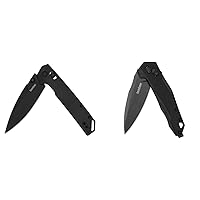 Kershaw Black Iridium Folding Pocket Knife, Sleek 3.4 inch D2 Steel Blade & Monitor Folding Pocket Knife, 3 Inch Black Blade with D2 Steel, DuraLock Locking Mechanism, Pocketclip