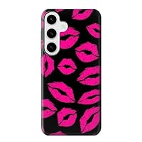 jjphonecase R2933 Pink Lips Kisses on Black Case Cover for Samsung Galaxy S24 Plus