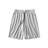Men's Shorts Lightweight Soft Mesh Breathable Elastic Waist Drawstring Wide Leg Camping Trousers (Color : Light Grey, Size : 5X-Large)