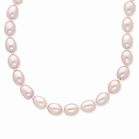 14k Yellow Gold Pearl clasp 7.5mm Purple Rice Shape Freshwater Cultured Pearl Necklace 20 Inch Jewelry for Women