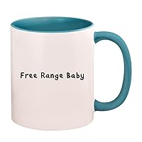 Free Range Baby - 11oz Ceramic Colored Handle and Inside Coffee Mug Cup, Light Blue