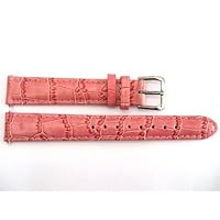 Gorgeous 14MM Pink Stitched Padded Croco Grain Genuine Leather Watch Band