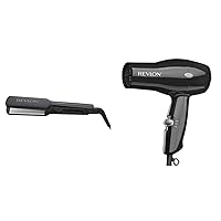 REVLON Smooth and Straight Ceramic Flat Iron | Fast Results, Smooth Styles & Compact Hair Dryer | 1875W Lightweight Design, Perfect for Travel,