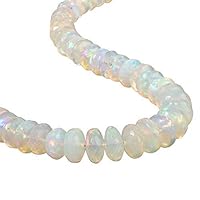 NirvanaIN Sparkling Ethiopian Opal Beaded Necklace Welo Opal Rondelle Necklace October Birthstone Genuine Ethiopian Opal Choker Gift For Her