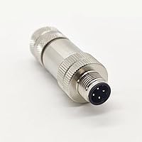 M12 4 Pin Male Connector, D Code Shielding Metal Shell Sensor Field Assembly Circular Connector IP67 Straight Type Adapter 250V 4A AC/DC Connector for PG7/PG9