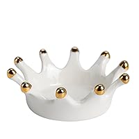 Royal Ceramic Crown Ring Holder Dish Ceramic Jewelry Plate Jewel Display Organizer Trinket Tray, Engagement Wedding Gift, 4 In