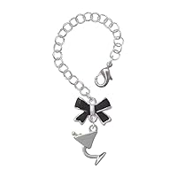 Silvertone Martini Drink with Olive - Black Bow Charm Accessory for Tumblers and Thermal Cups