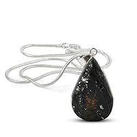 Geode Presents AAA Black Tourmaline Pendant Drop Shape Crystal Stone Locket - Pendant with Metal Chain for Reiki and Crystal Gemstone for Unisex #Aport-781