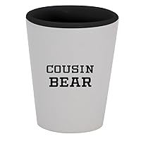 Cousin Bear - 1.5oz Ceramic White Outer and Black Inside Shot Glass