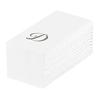 Restaurantware Luxenap 15.8 X 7.9 Inch Linen-Feel Guest Towels 50 Lettered Hand Towels - Silver Letter 'D' Cursive Font White Paper Dinner Napkins airlaid For Restrooms And Tables