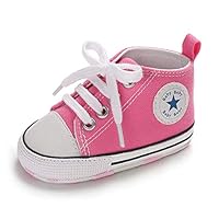 Baby Girls Boys Shoes Soft Anti-Slip Sole Newborn First Walkers Star Sneakers (Pink, us_Footwear_Size_System, Infant, Age_Range, Wide, 0_Months, 6_Months)