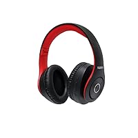 TUINYO Bluetooth Headphones, Over Ear Stereo Wireless Headset 40H Playtime with Deep Bass,Soft Memory-Protein Earmuffs,Built-in Mic Wired Mode PC/Cell Phones-Black red