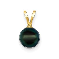 14k Gold 6 7mm Black Saltwater Akoya Cultured Pearl Pendant Necklace Jewelry for Women