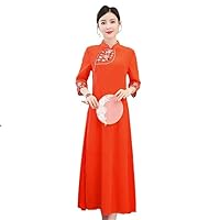Chinese Improved Qipao Dress Cheongsam National Flower Embroidery Banquet Oriental Evening