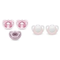 Comfy Orthodontic Pacifiers 0-6 Months 3 Count & Newborn Orthodontic Pacifiers Girl 0-2 Months 2-Pack