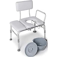 Lumex 3-in-1 Tub Transfer Bench & Shower Chair with Commode - Waterproof Padded Cushions - 7956KD-1
