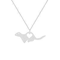 Fashion Ferret Engraved Love Heart Necklace Classic Animal Hollow Pendant Jewelry