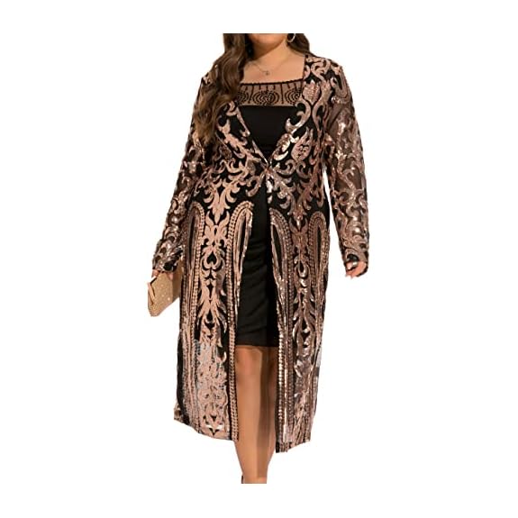 610 - Long Sleeves Full Sequins Open Front Duster Cardigan Cover