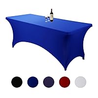 6ft Royal Blue Fitted Spandex Tablecloths Rectangular Wedding Party Banquet Stretch Table Cover