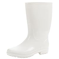 Comwarm Men's Mid-calf Rain Boots Waterproof Anti-Slip Black PVC Adult Outdoor Work Rubber Boots