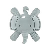 Ritzy Teether Reaches Back Molars and Massages Sore Gums; Features Multiple Textures and Flexible Design; Elephant