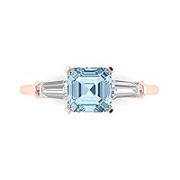 Clara Pucci 1.62ct Square Emerald Baguette cut 3 stone Solitaire Natural Topaz Engagement Promise Anniversary Bridal Ring 14k Rose Gold