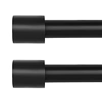 2 Pack Black Curtain Rods for Windows 48 to 84 Inch(4-7ft),1 Inch Diameter Heavy Duty Curtain Rods,Cylindrical End Cap Curtain Rod,Modern Adjustable Drapery Rods,Window Curtains Rod 48-84